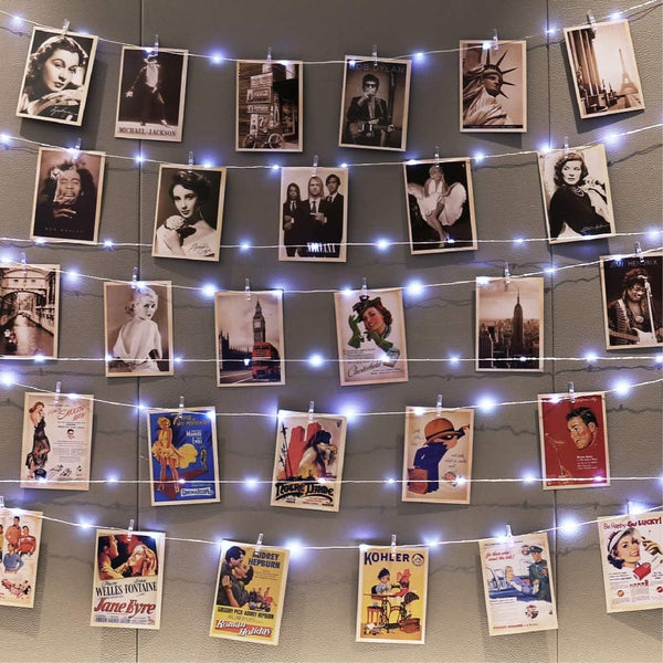 120LEDs White Photo Clips String Light, 40Ft Fairy Light with 52 Clear Clips &amp; 12 Hooks on Wall, Timer &amp; 8 Modes USB Powered Copper Wire String Light for hanging picture, Bedroom Wedding Party