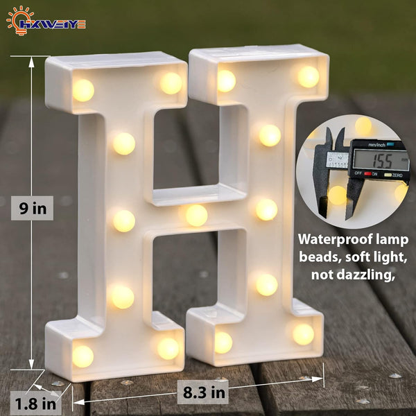 Light Up Letters H, LED Marquee Letters Lights Sign 26 Alphabet and 10 Number Big Lights Letter for Party Birthday Bar Battery Powered Christmas Decor Letter Lights (Warm White)